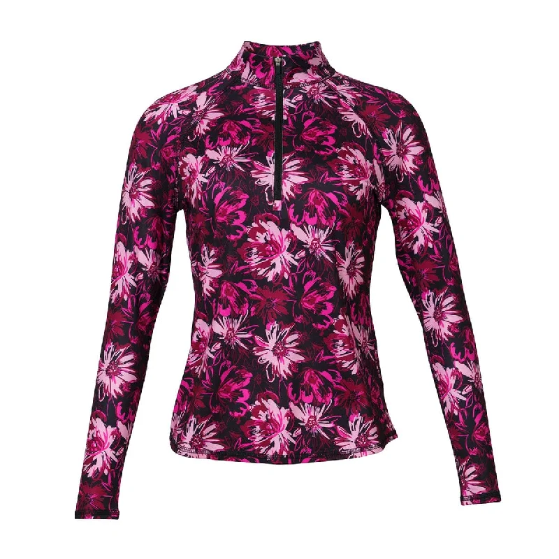 Women's wrinkle - resistant long sleeve travel shirt Women's machine - washable long sleeve jersey shirt UV Mock