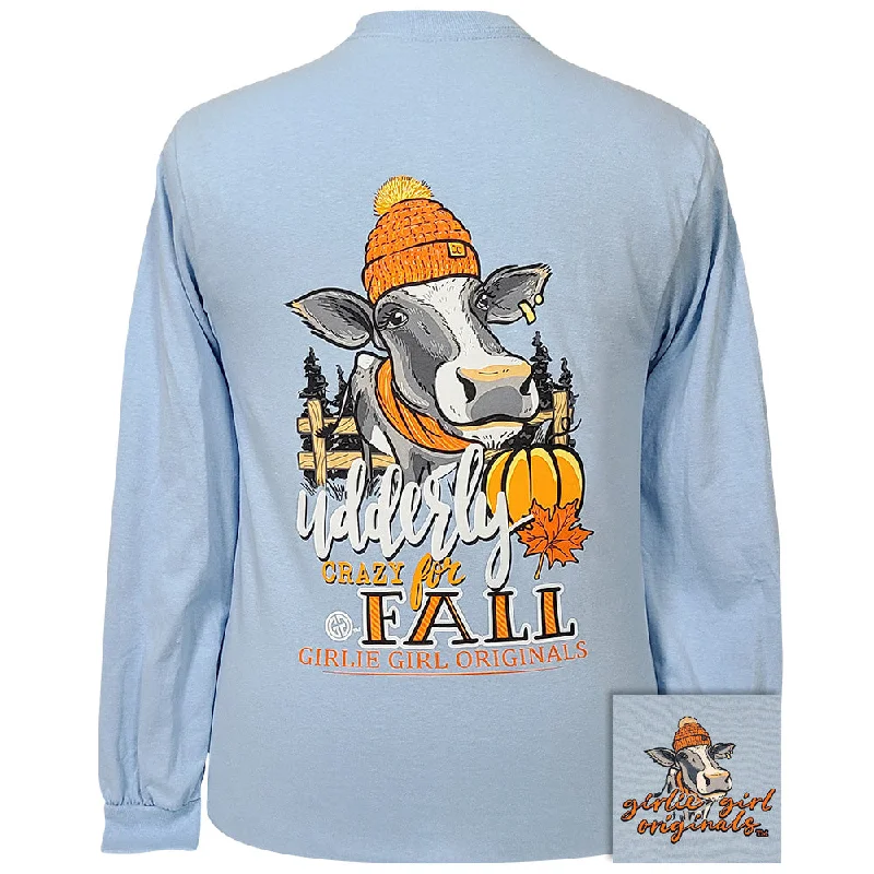 Wool long sleeve winter shirts Women's long sleeve turtleneck tops 2533 Udderly Fall LS- Light Blue