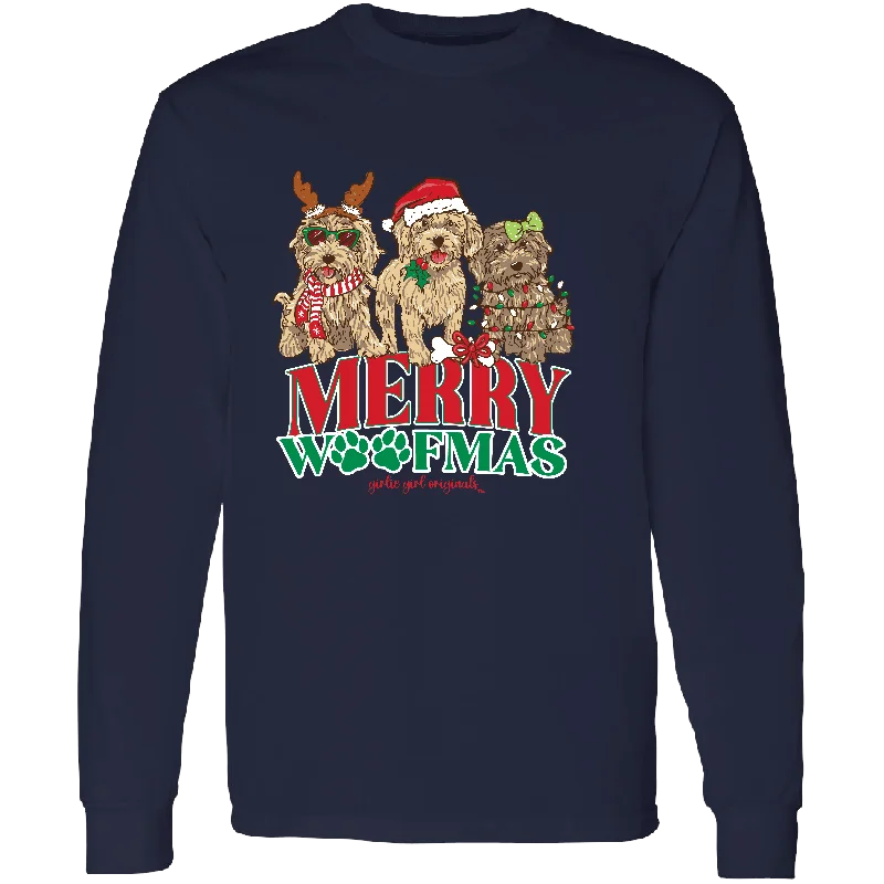 Cheap long sleeve shirts for daily wear Women's long sleeve polyester tops 2701 Merry Woofmas LS-Navy