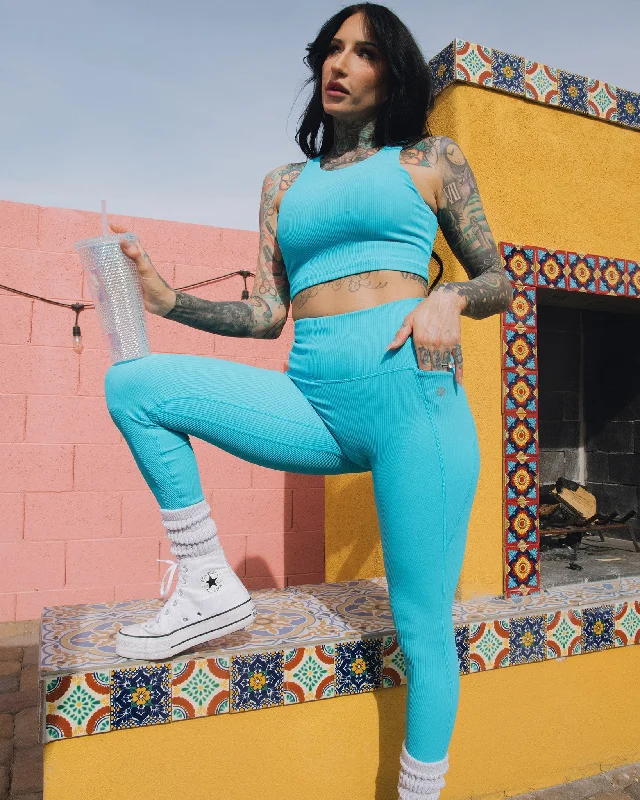 Women's formal - wear tight trousers Women's Ribbed Leggings - Blue