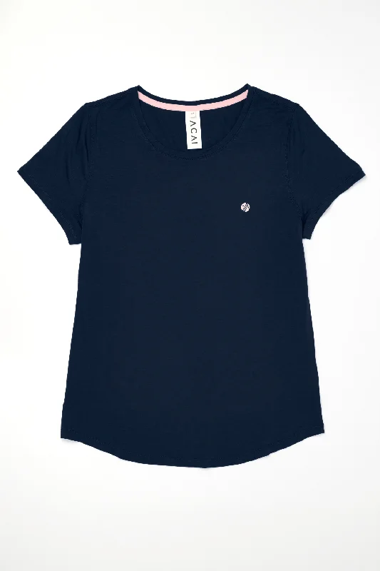 Women's petite long sleeve shirt with adjustable cuffs Women's sequined long sleeve evening shirt On The Go Tee - Deep Navy