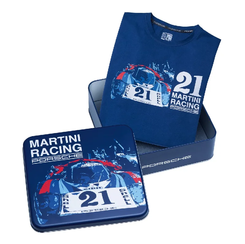 Women's pocket t shirt Women's tie dye t shirt Porsche Collector's T-shirt Blue #21- Martini Racing