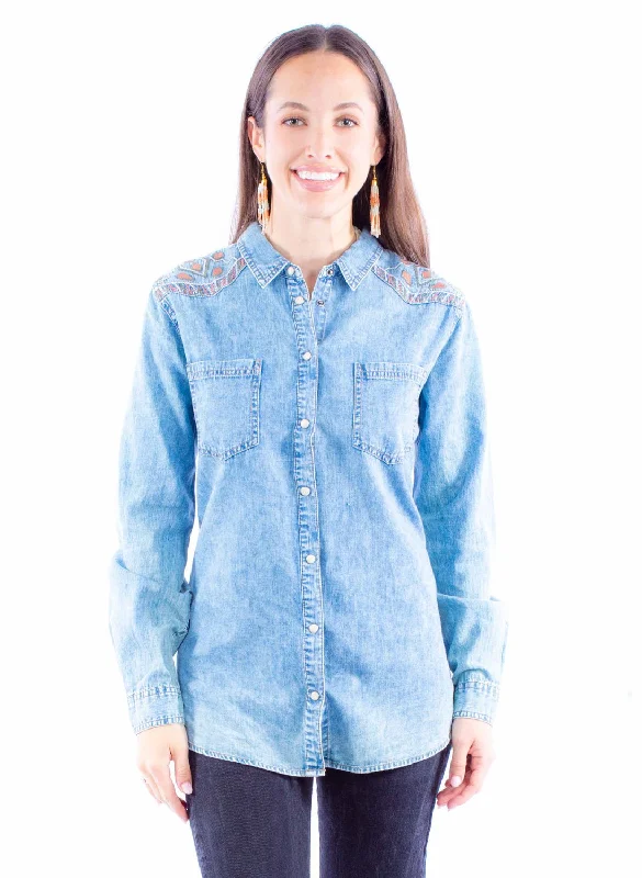 Tall men's long sleeve extra - long shirts Women's long sleeve gray tops Scully Womens Acid Wash Blue 100% Cotton L/S Shirt Tall men's long sleeve extra - long shirts Women's long sleeve gray tops Scully Womens Acid Wash Blue 100% Cotton L/S Shirt