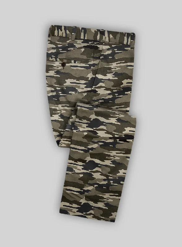 Beige Stretch Camo Pants