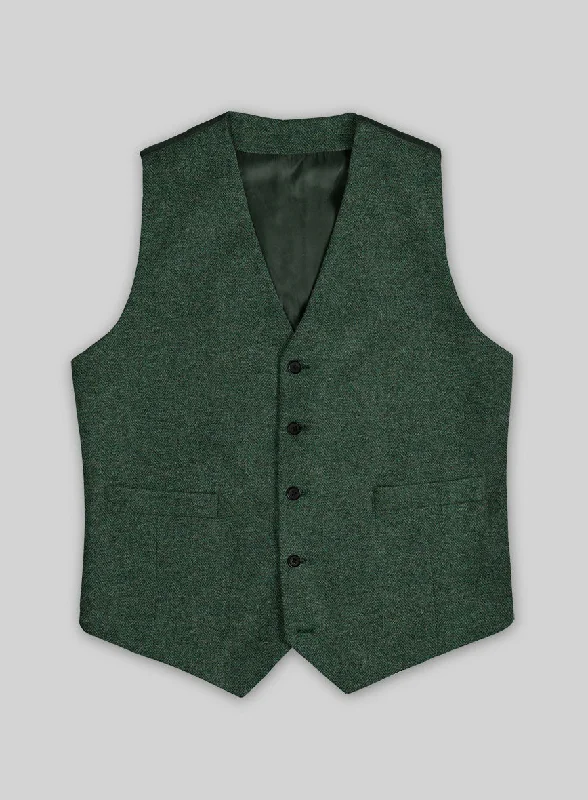 Bottle Green Herringbone Tweed Waist Coat