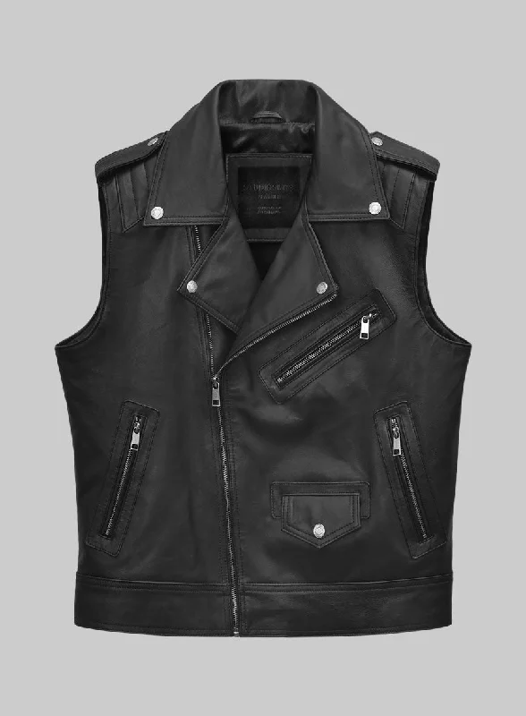 Dargee Black Biker Leather Vest