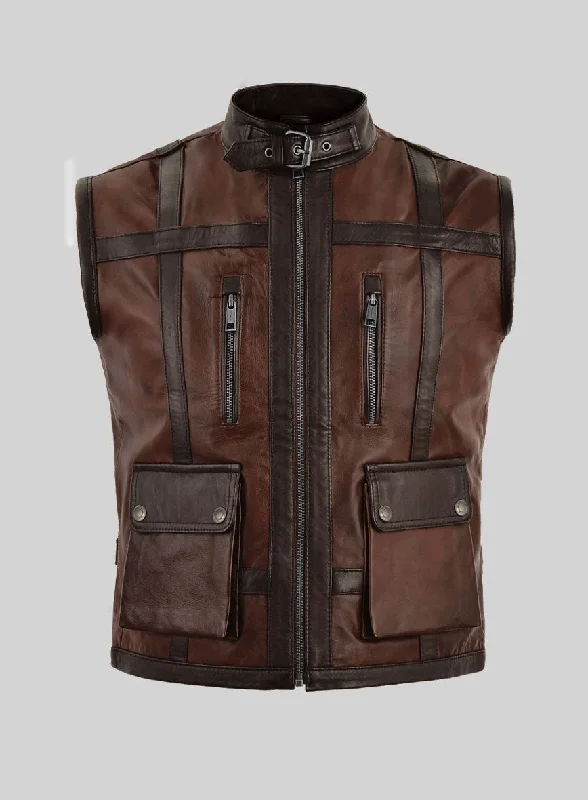 Elite Spanish Brown Moto Leather Vest