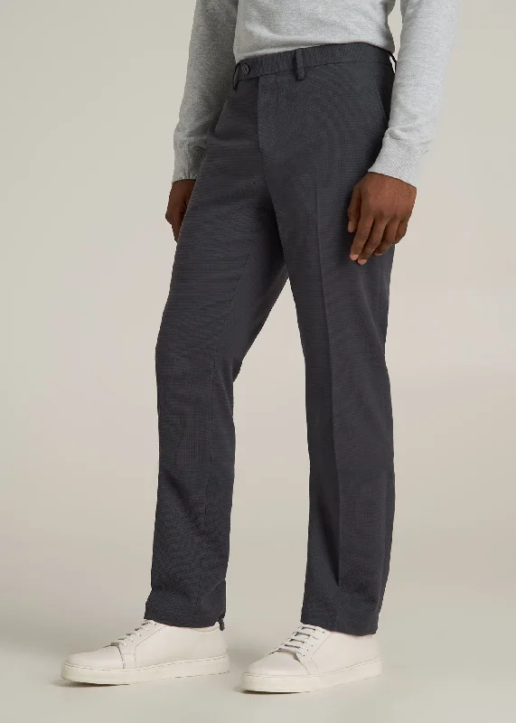 Garment Washed Stretch Chino Suit Pants for Tall Men in Iron Grey