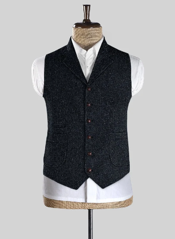 Harris Tweed Dark Blue Herringbone Hunting Vest