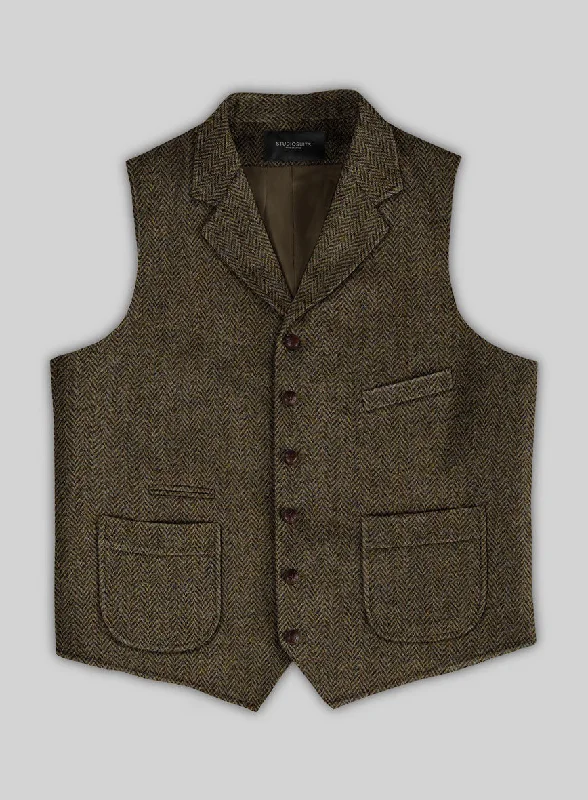 Harris Tweed Ridge Brown Herringbone Hunting Vest