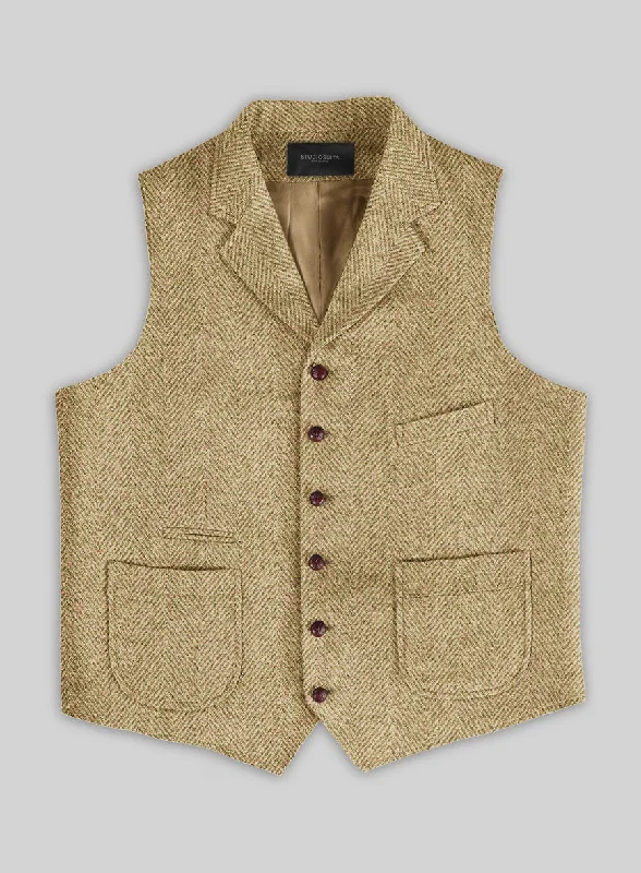 Highlander Heavy Beige Herringbone Tweed Hunting Vest