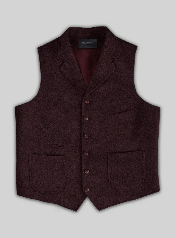 Highlander Heavy Wine Herringbone Tweed Hunting Vest