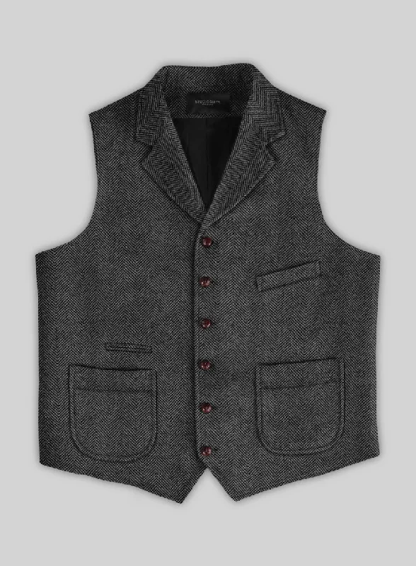 Italian Highlander Charcoal Herringbone Tweed Hunting Vest