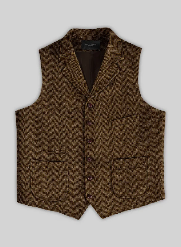 Italian Highlander Mustard Herringbone Tweed Hunting Vest