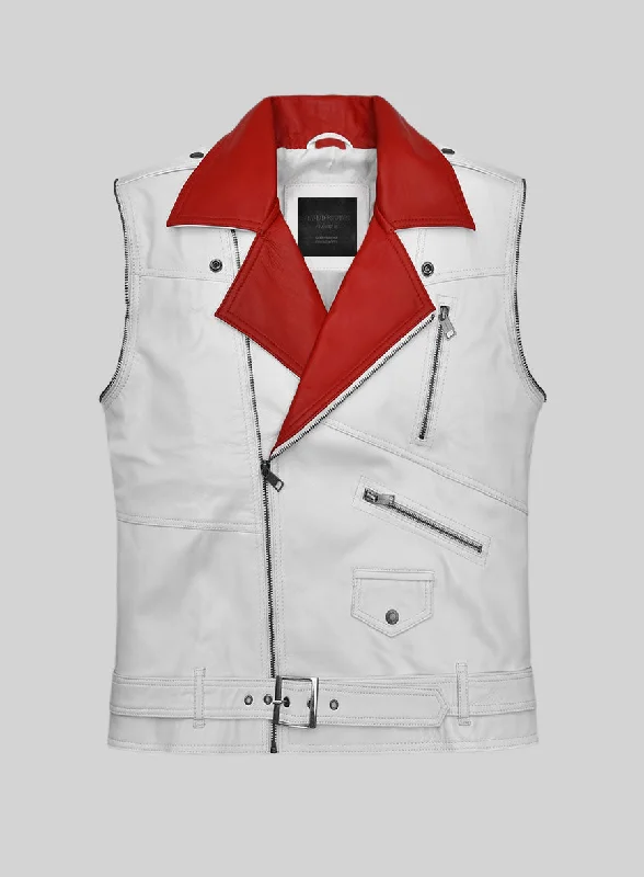 Volante White Leather Vest