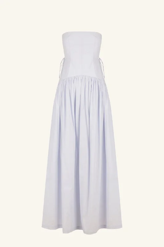 AMADA LACE UP STRAPLESS MAXI DRESS - ICE BLUE