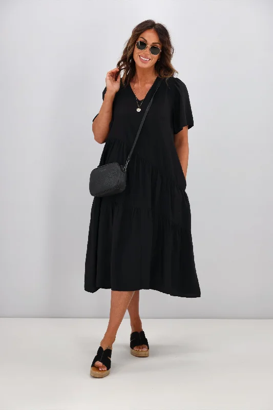 Betty Basics Florence Tiered Dress Black