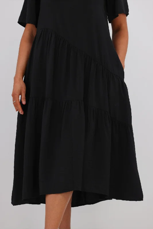 Betty Basics Florence Tiered Dress Black