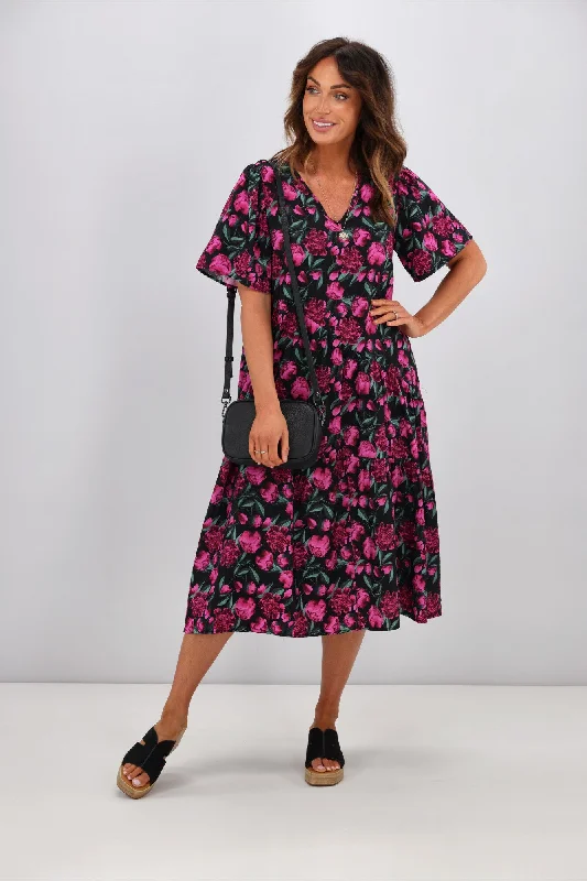 Betty Basics Florence Tiered Dress Floral Print