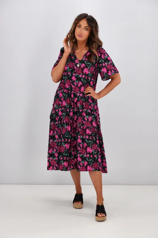 Betty Basics Florence Tiered Dress Floral Print