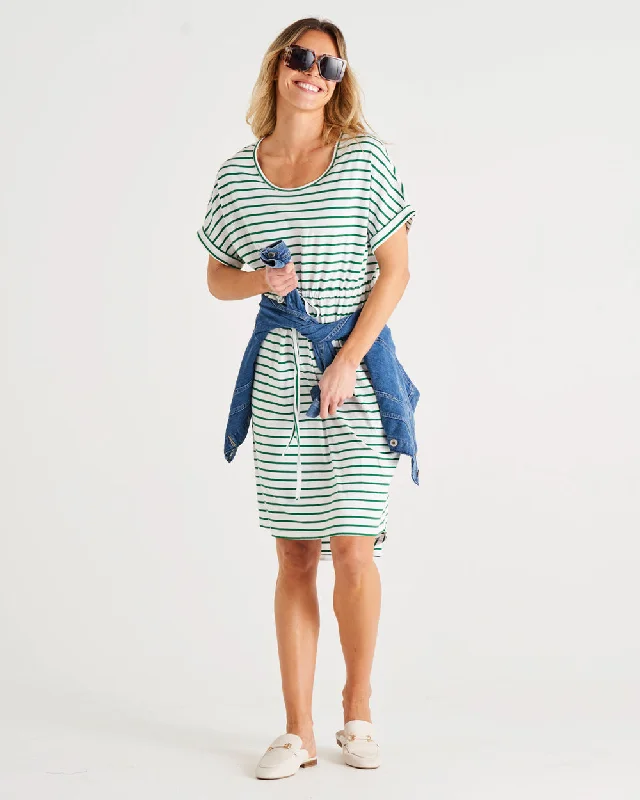 Betty Basics Liza Dress Meadow Green Stripe