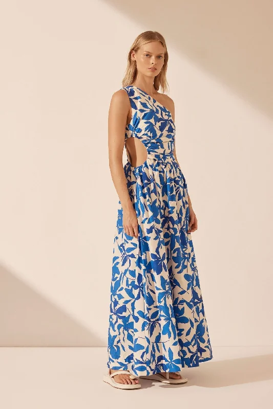 BLEUE ASYMMETRICAL CUT OUT MAXI DRESS