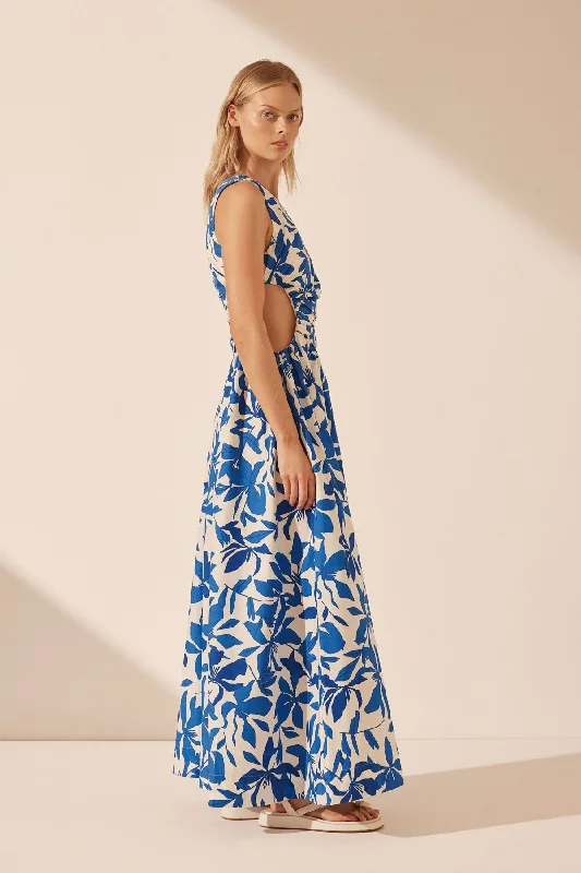 BLEUE ASYMMETRICAL CUT OUT MAXI DRESS