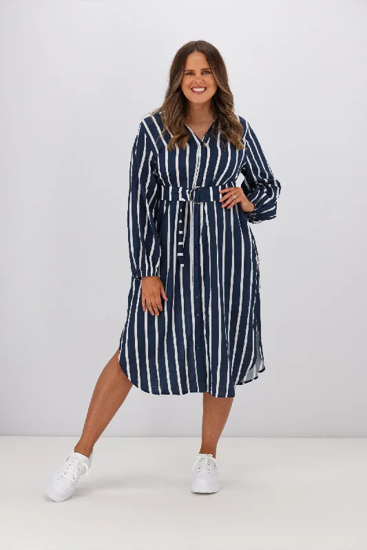 Boho Australia Stefan Dress Navy Stripe