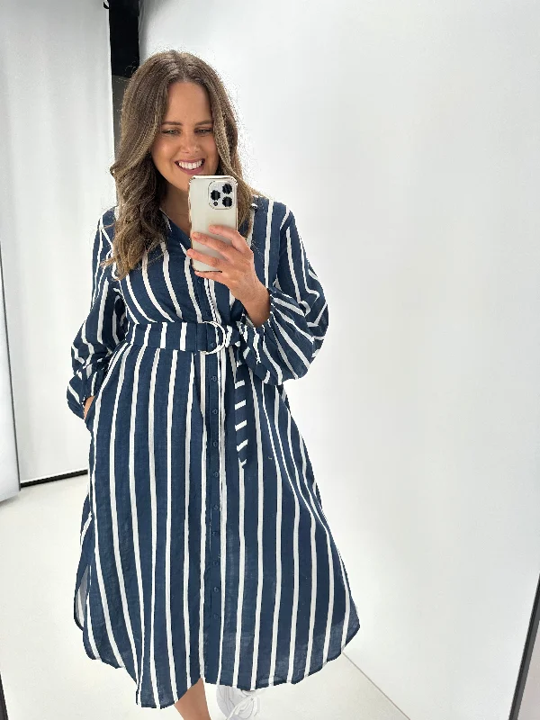 Boho Australia Stefan Dress Navy Stripe