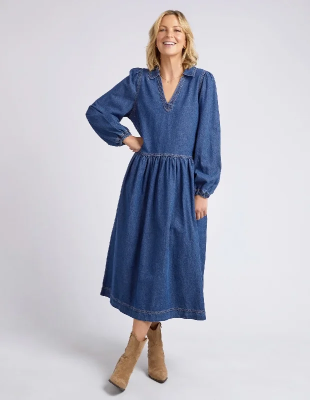 Elm Josephine Denim Dress Dark Blue Wash