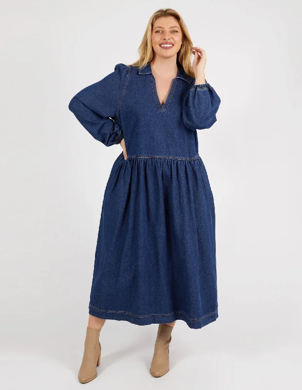 Elm Josephine Denim Dress Dark Blue Wash