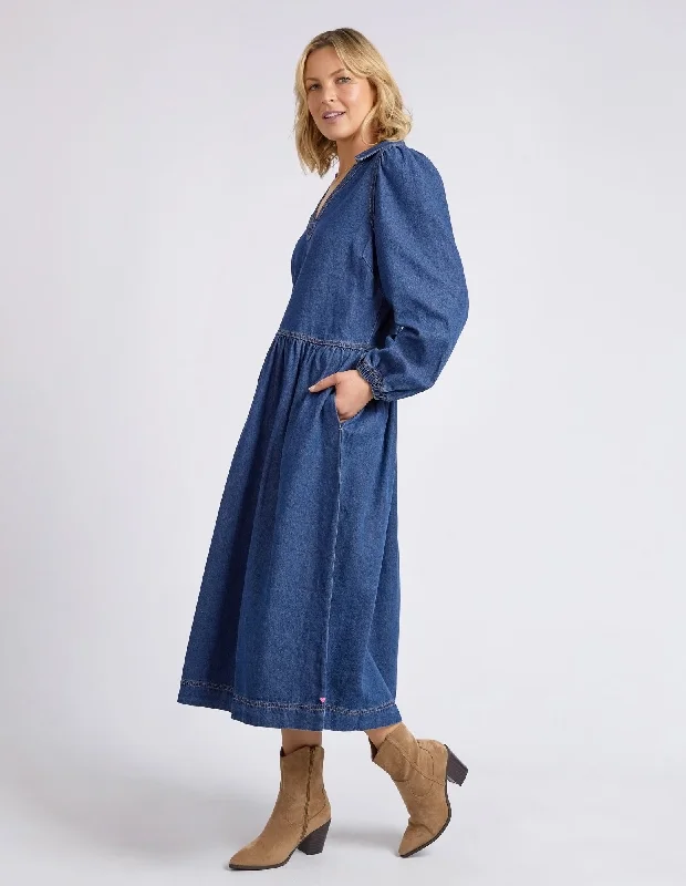 Elm Josephine Denim Dress Dark Blue Wash