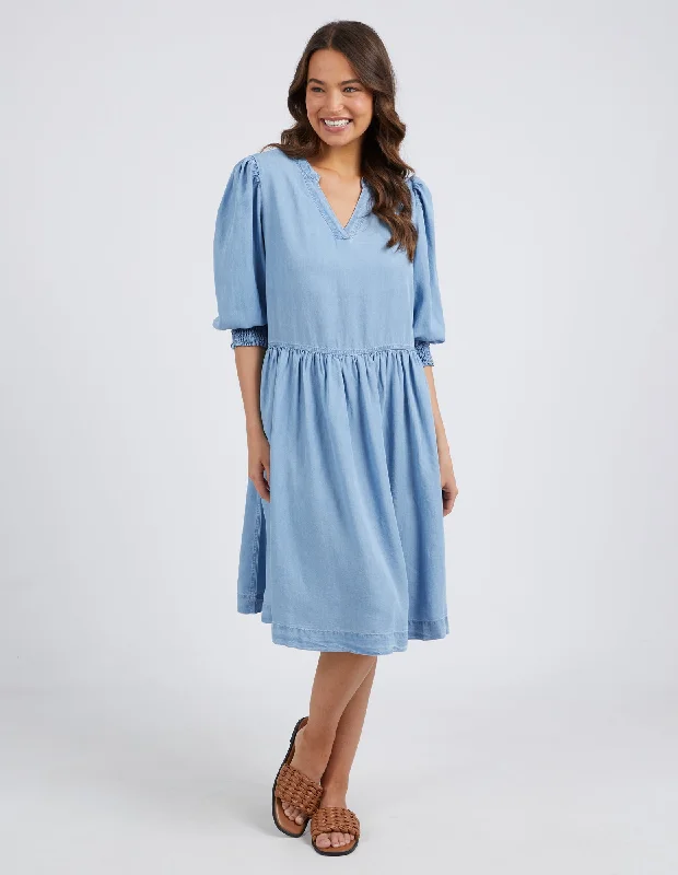 Elm Shanee Chambray Dress Blue Wash