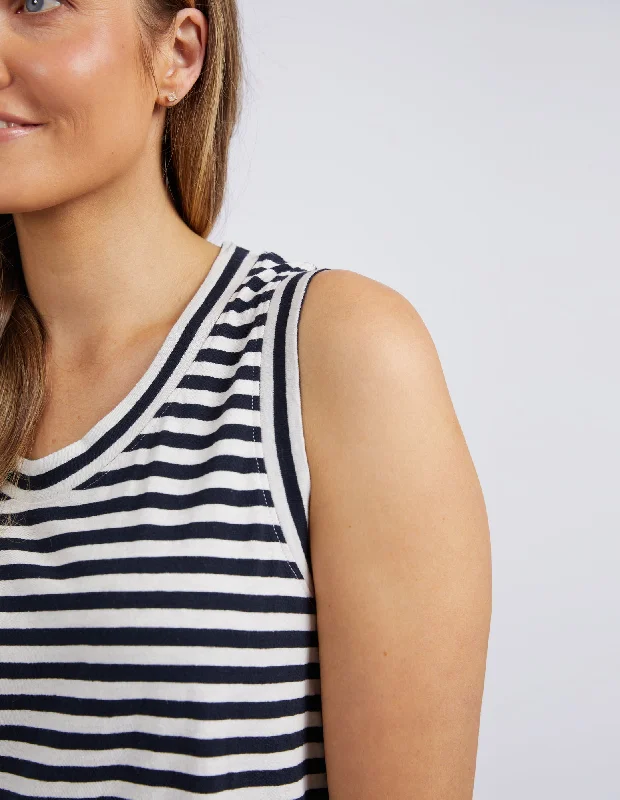 Elm Sonnet Tank Dress Navy White Stripe