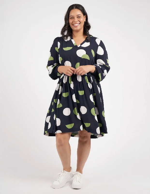 Elm Stormy Spot Dress Navy Spot