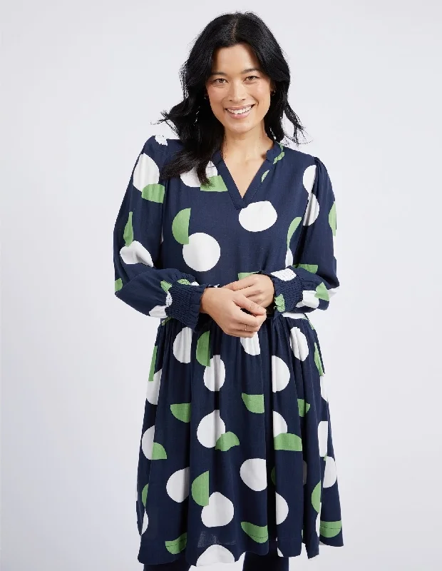 Elm Stormy Spot Dress Navy Spot