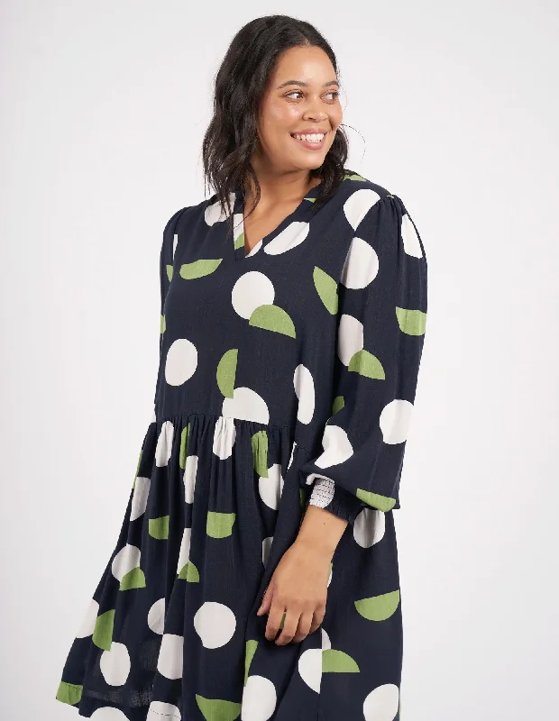 Elm Stormy Spot Dress Navy Spot