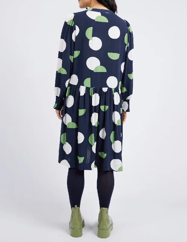 Elm Stormy Spot Dress Navy Spot