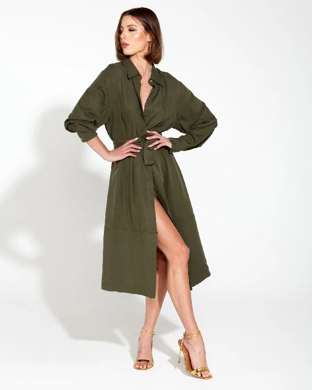 Fate Alter Ego Duster Shirt Dress Olive