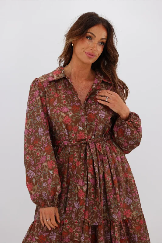 Fria Ophelia Floral Dress Brown