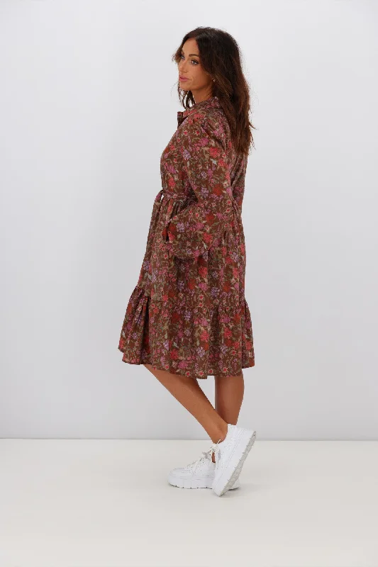 Fria Ophelia Floral Dress Brown