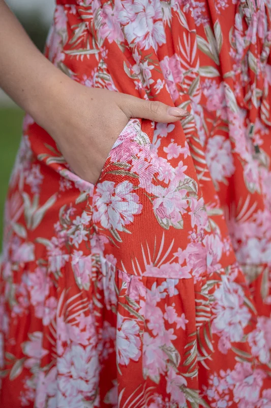 Fria Sienna Rust Floral Short Dress