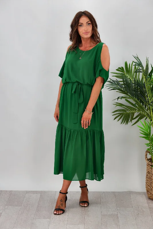 Gloss By Shine On Milan Cold Shoulder Dress Emerald