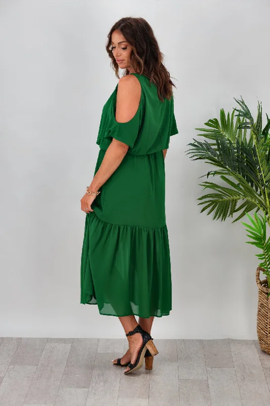 Gloss By Shine On Milan Cold Shoulder Dress Emerald