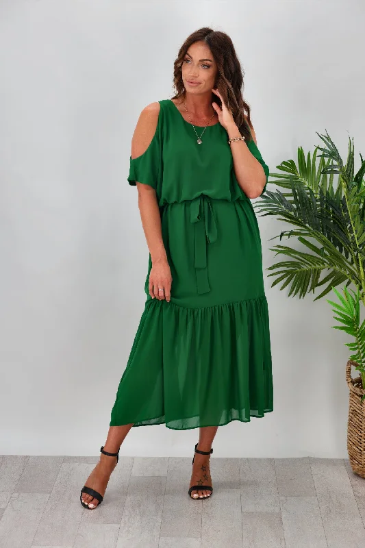 Gloss By Shine On Milan Cold Shoulder Dress Emerald