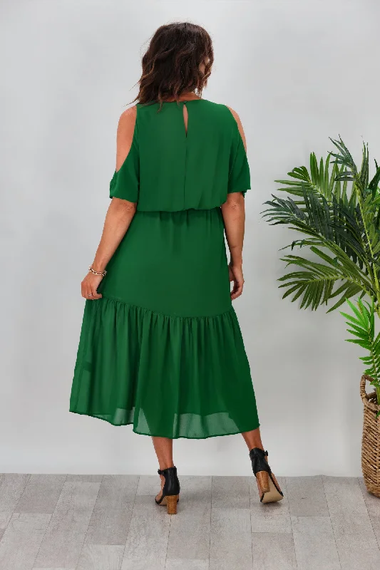 Gloss By Shine On Milan Cold Shoulder Dress Emerald