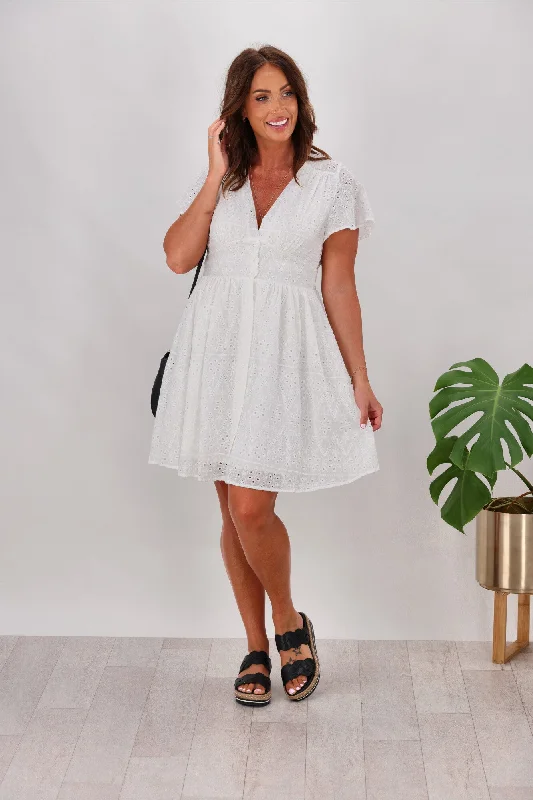 Grace & Co Holly Broderie Dress White