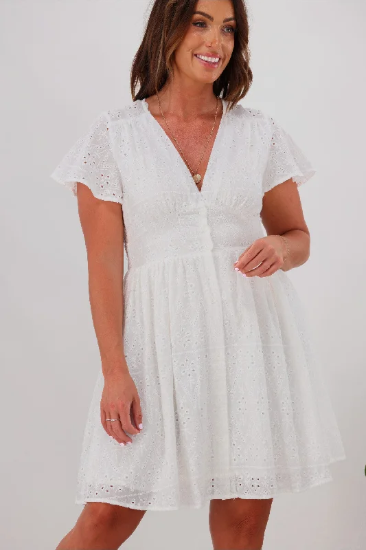 Grace & Co Holly Broderie Dress White