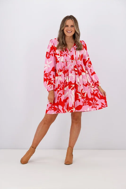 Iris Maxi Monique Dress Pink Red Floral