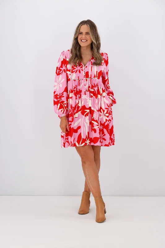 Iris Maxi Monique Dress Pink Red Floral